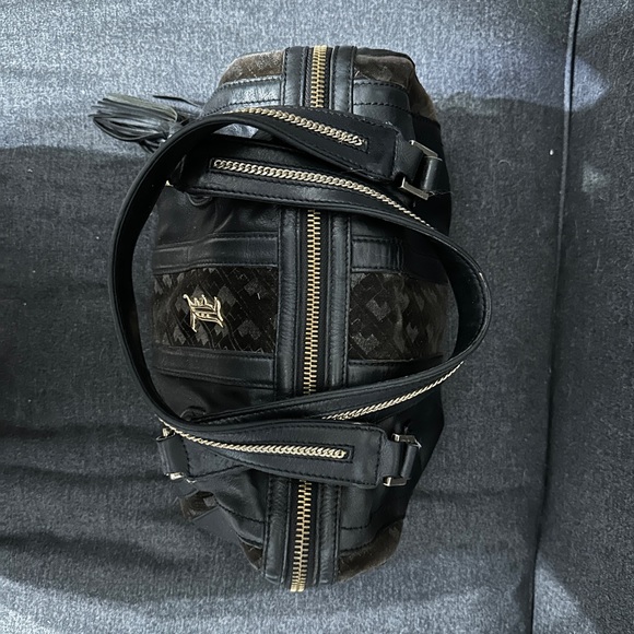 Black Leather and velvet duffle purse LAMB L.A.M.B. Gwen stefani - Picture 5 of 7